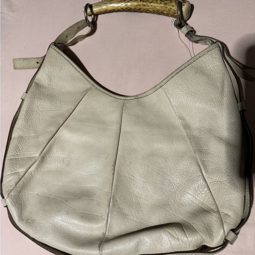 Yves Saint Laurent Cream Leather Hobo Bag